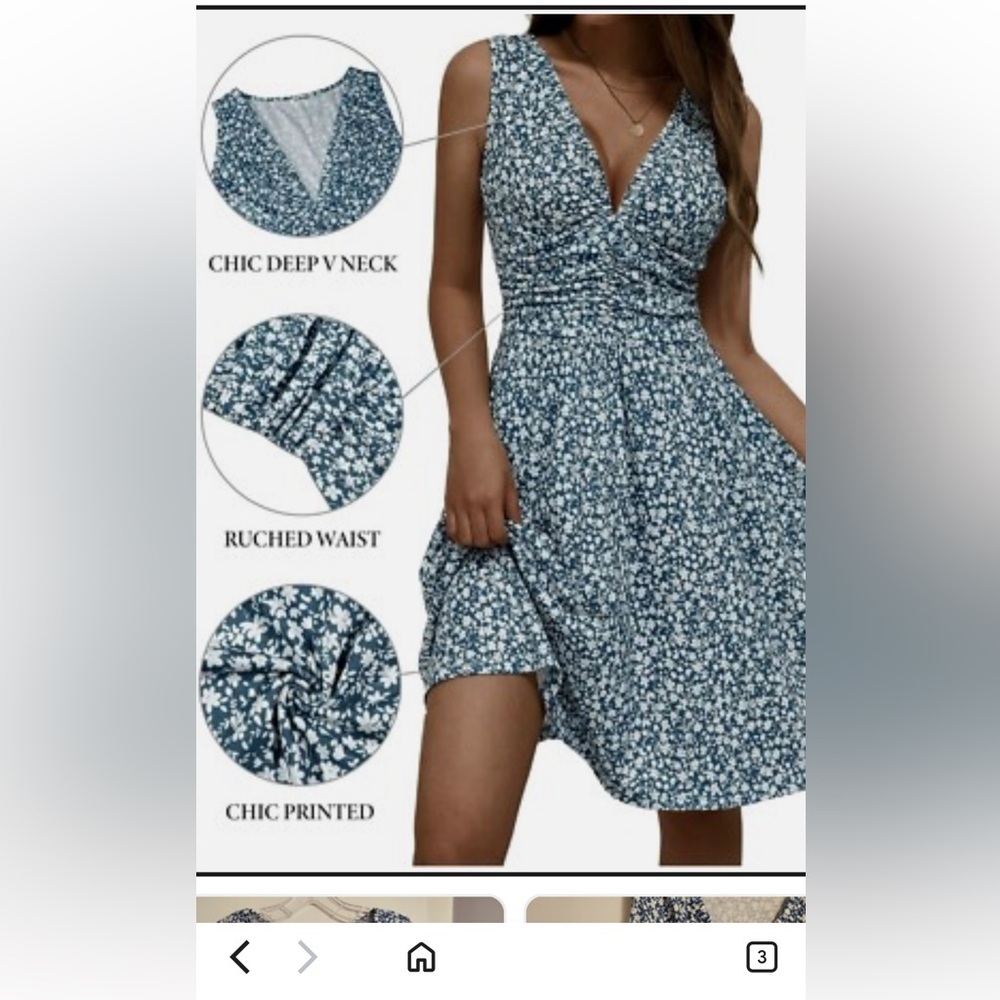 Torary Navy Floral V-Neck Mini Dress sz. XL